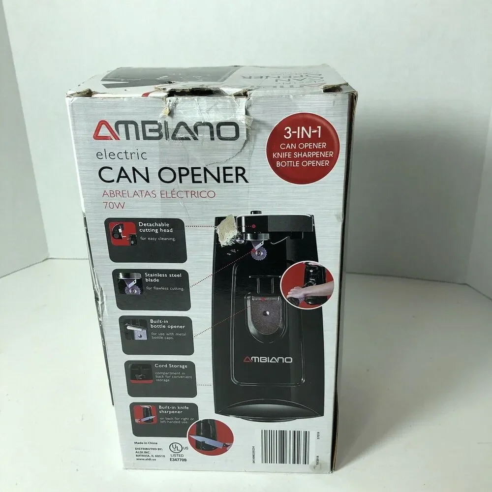 Ambiano Electric Can Opener‎ 3 in 1 Opener Sharpener Model 72813A1 Steel F3